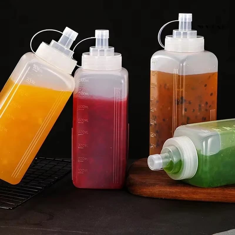 Bouteille de sauce en plastique à large ouverture, pour confiture, salade, assaisonnement, vinaigre, ketchup, sauce, gadgets de cuisine, distributeur d'assaisonnement