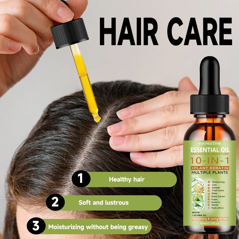 Huile essentielle de soin capillaire, nourrit le cuir chevelu, élimine les pellicules, améliore la qualité, réduit la perte de cheveux, hydrate les huiles essentielles