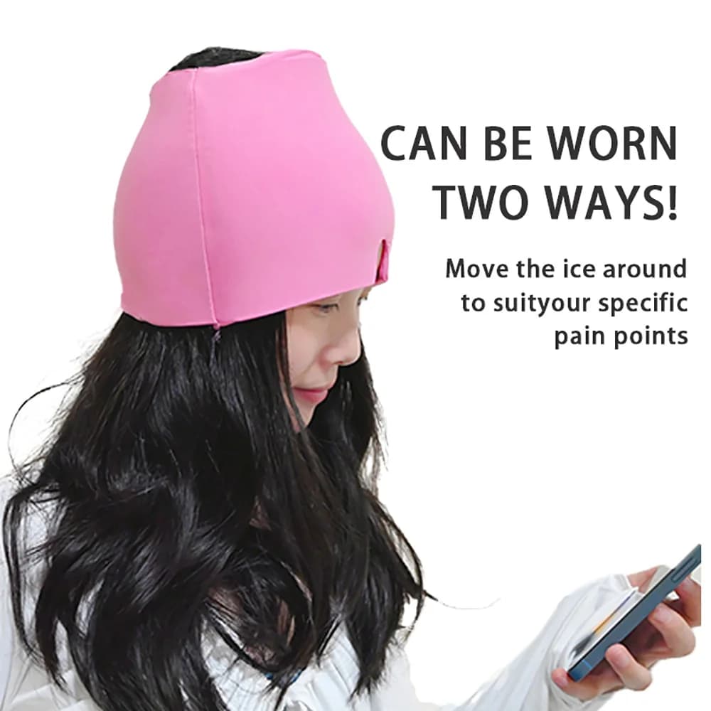 Casque de thérapie par compresse de gel rafraîchissant pour soulager les maux de tête, avec masque oculaire, pour soulager le stress, la tension, la pression et la douleur