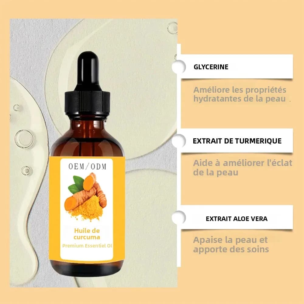Huile Nettoyante Visage au Curcuma Éclaircissante Anti-Acné et Points Noirs