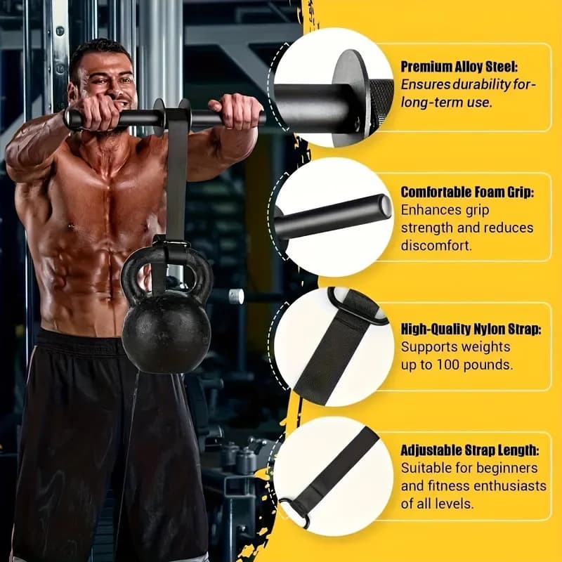 Rouleau de musculation pour avant-bras avec poignée antidérapante épaissie, sangle réglable, équipement de fitness durable pour entraînement à domicile