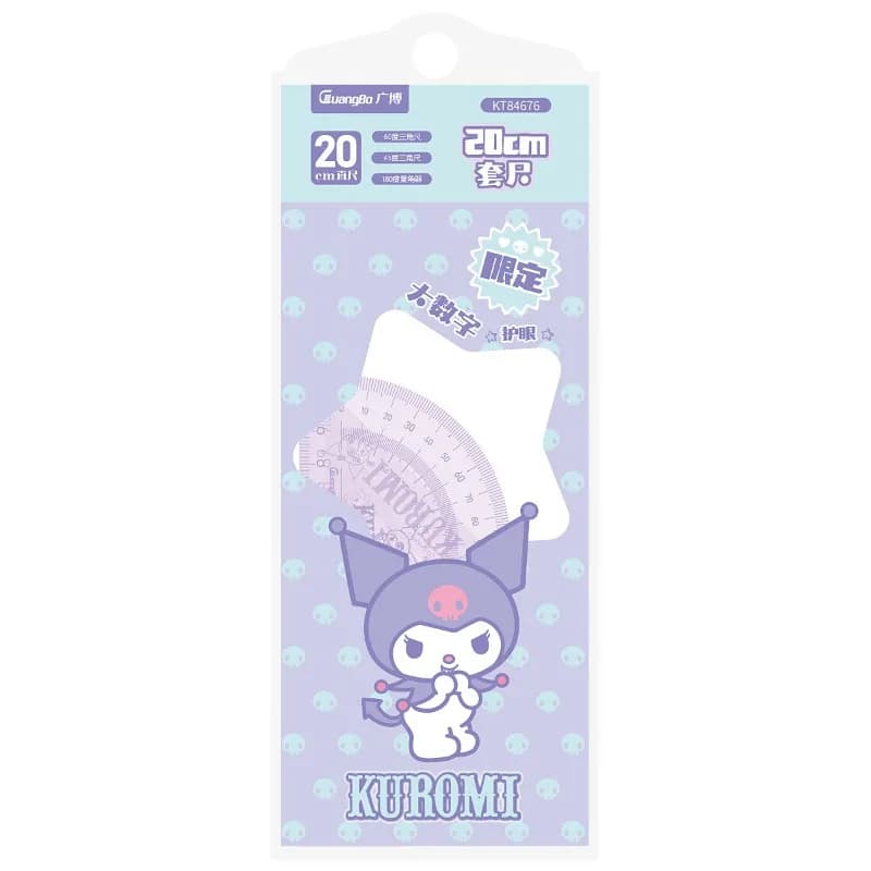 Sanrio véritable ensemble de règles dessin animé Kuromi ma mélodie cannelle pochacco fournitures scolaires mignon anime étudiant règle de protection des yeux
