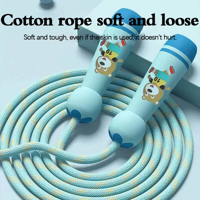 Cordes de Sport réglables en coton pour enfants, Fitness, joli dessin animé, poignée en bois naturel, conception de filet