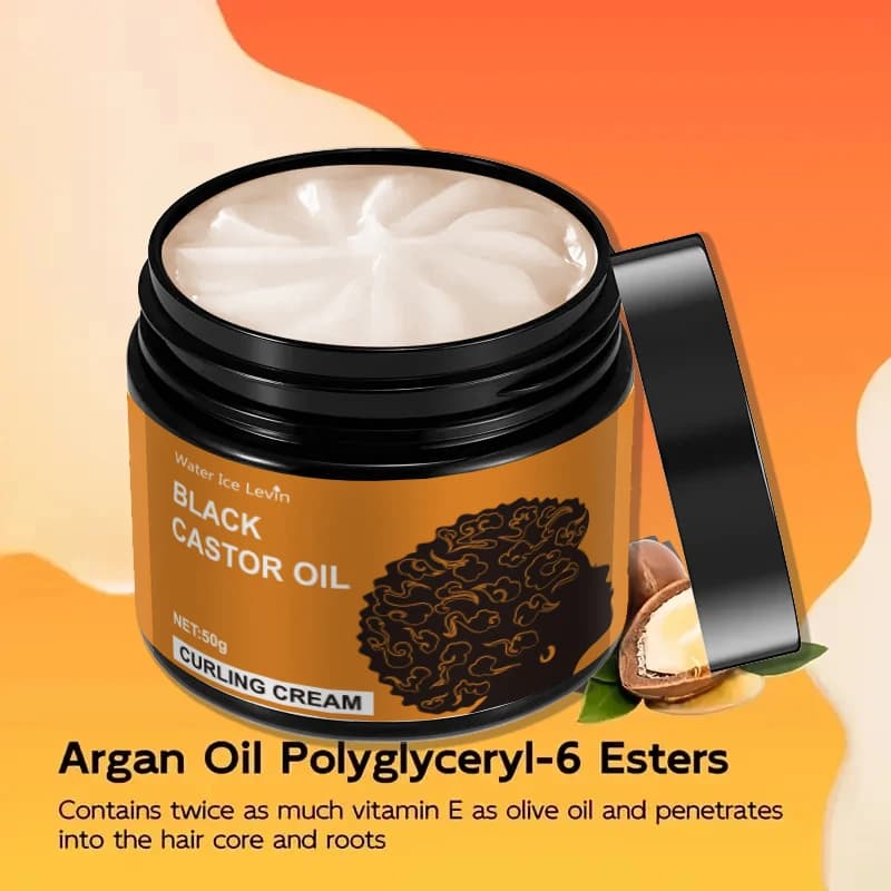 Crème à friser à l'huile de ricin noir, crème coiffante, boucles longue durée sans frisottis, revitalisant coiffant hydratant et élastique adapté aux cheveux bouclés – Convient à tous les types de che