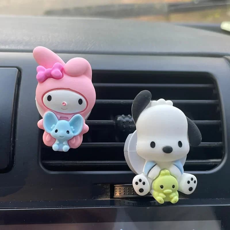 Diffuseur de parfum pour voiture Kuromi Cinnamoroll, décoration mignonne, aromathérapie Kawaii pour voiture avec Melody, Pompompurin, Pochacco