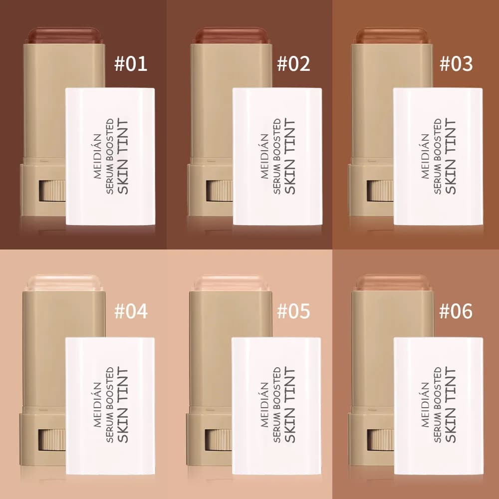 Crème de Teint Teintée en Stick Imperméable Longue Durée Contrôle du Sébum Couvrance Acné Maquillage Lissant Hydratant Correcteur Sérum Baume 6 Couleurs