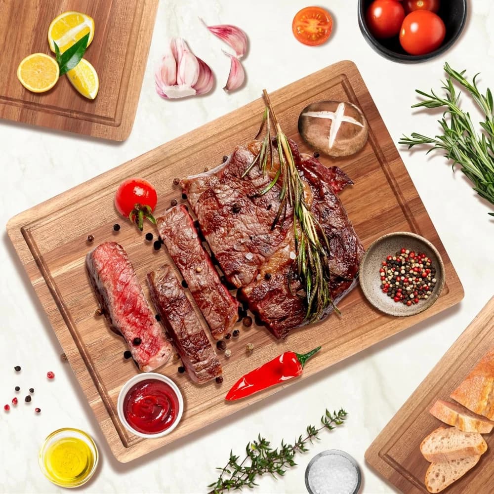 Planches à découper le bois planche à charcuterie en bois Double face viande légumes planches Pizza pain servant planche accessoires de cuisine