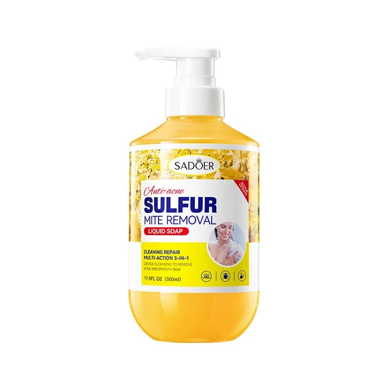 500ml nettoyage en profondeur élimination des acariens au soufre lavage du corps contrôle de l'huile Gel douche