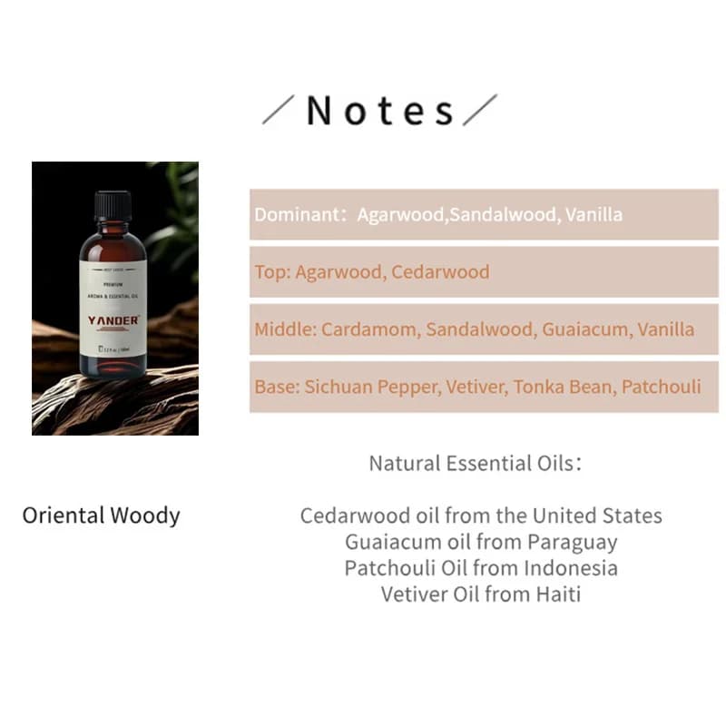 Huiles essentielles orientales boisées concentrées C023 Oud Wood 10ML pour la fabrication de bougies