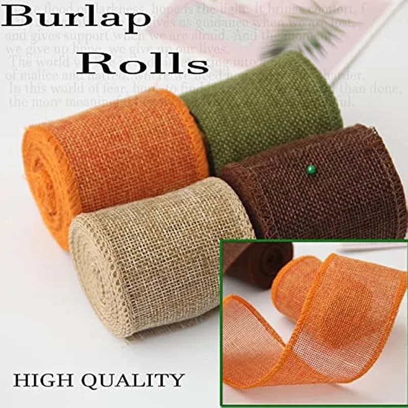 Ruban en Toile de Jute Naturelle Colorée, 2m/Rouleau, 60mm de Largeur, Artisanat Polyvalent, Bricolage, Décoration de Noël, Emballage de user inage GT