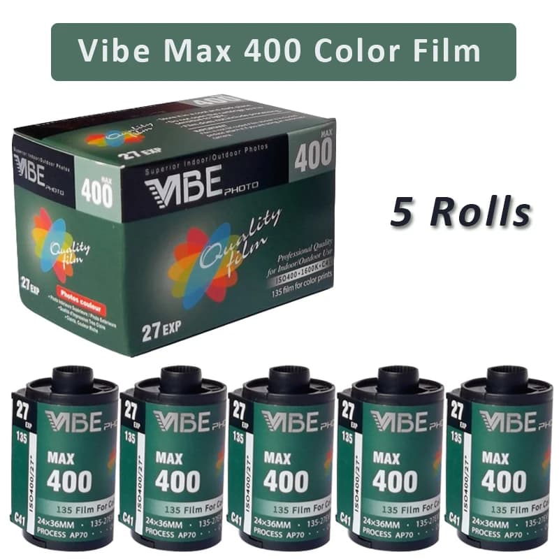 1 rouleau/5 rouleau/6 rouleau/10 rouleau VIBE Max 400 film couleur ISO 400 135 film négatif 27EXP/rouleau pour appareil photo à Film VIBE 501F et 135 caméra