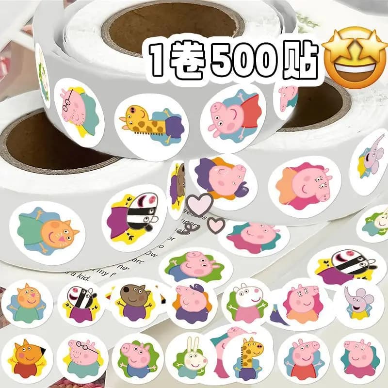 Dernier modèle 500 autocollants décoratifs Peppa Pig en rouleau pour enfants, pour DIY, agenda, scrapbooking, cadeaux de fête et scellés