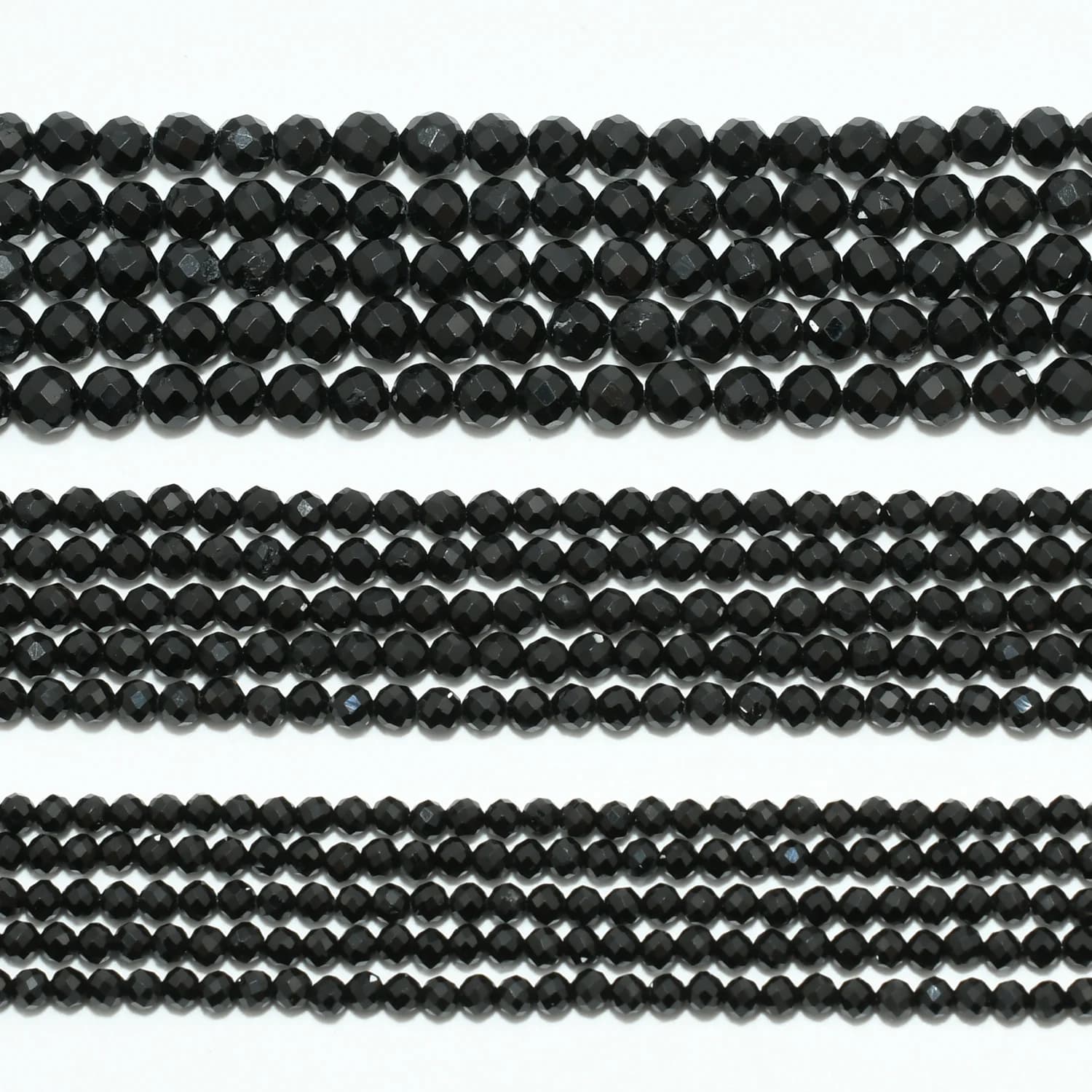 Tourmaline noire naturelle à facettes, perles rondes adt, 2mm,3mm,4mm