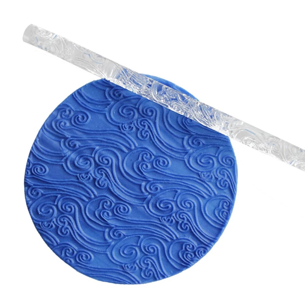 Rouleau à pâtisserie en gaufrage texturé, rouleau à gâteau Fondant, ustensiles de cuisson, outils de poterie, outils de décoration de pâtisserie, rouleau à pâtisserie antiadhésif sur le dessus de tass