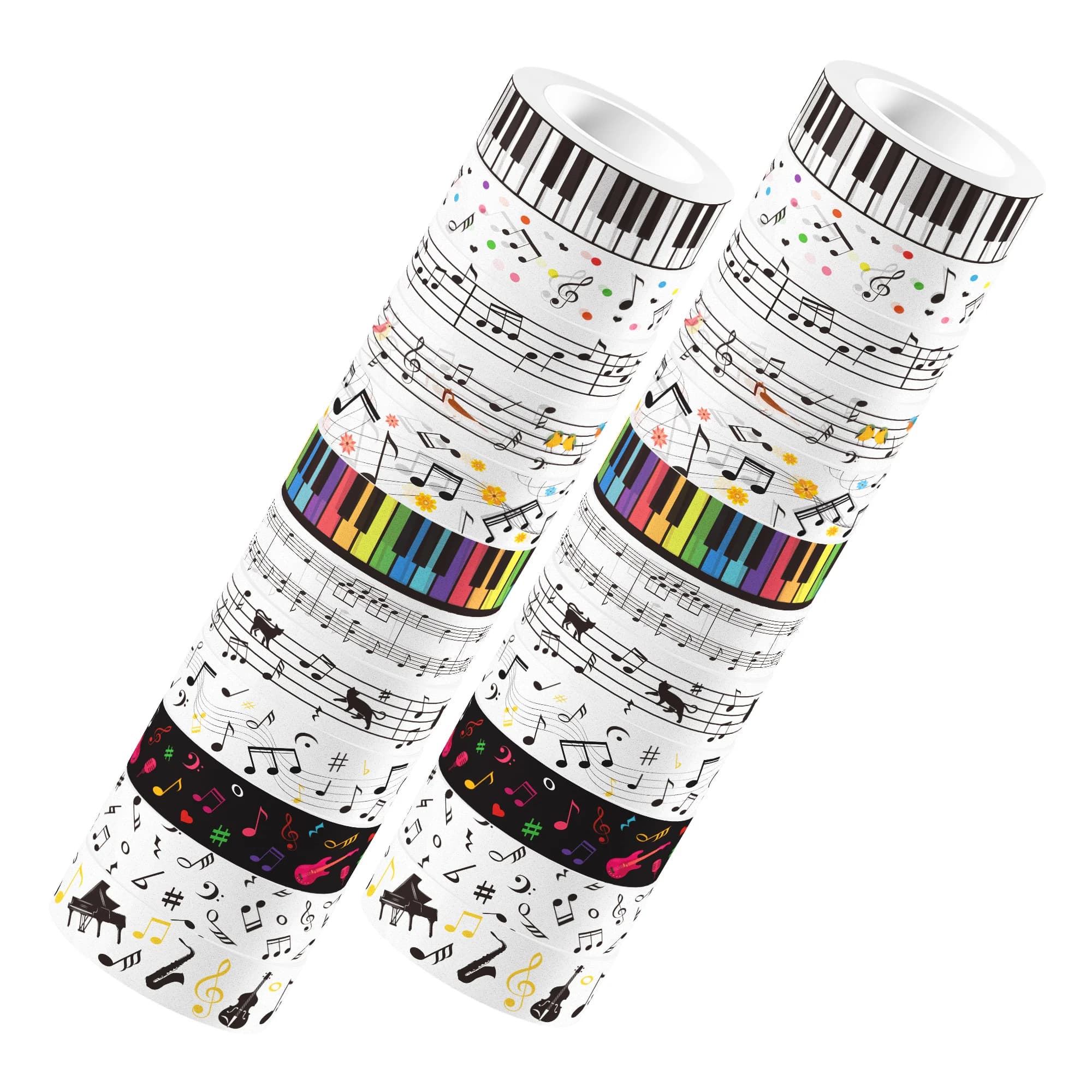 12 rouleaux de ruban Washi musical, ensemble de notes musicales, touches de guitare, Piano, rubans de masquage décoratifs F3024