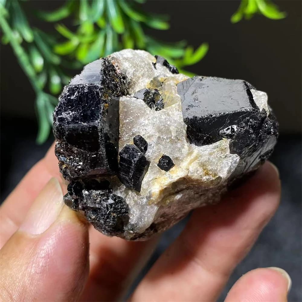 Tourmaline noire cristal Quartz naturel, charbon Wicca napSpecimen brut guérison décoration de la maison géode roche grappe pierres précieuses