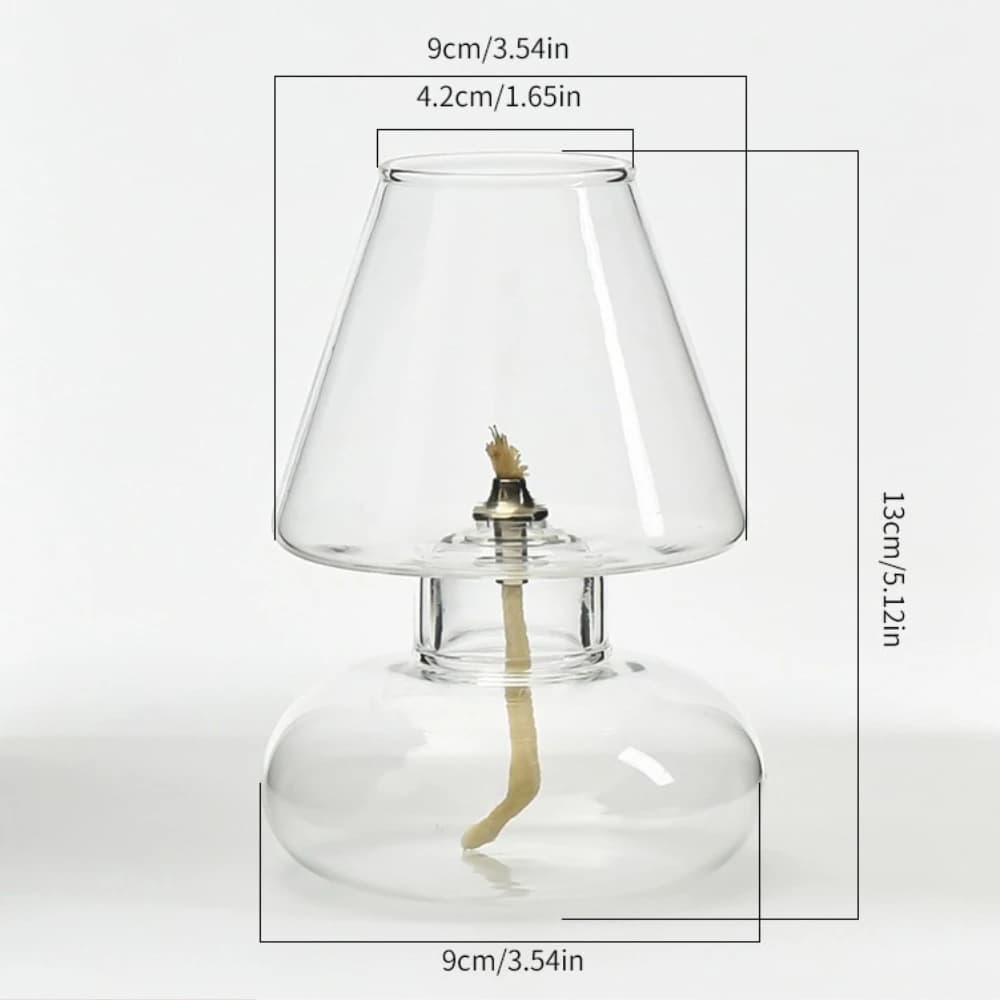 Lampe à huile en verre de Style nordique, bougeoir décoratif de Style européen pour la maison, ornement avec abat-jour, lampe à huile coupe-vent et croustillante