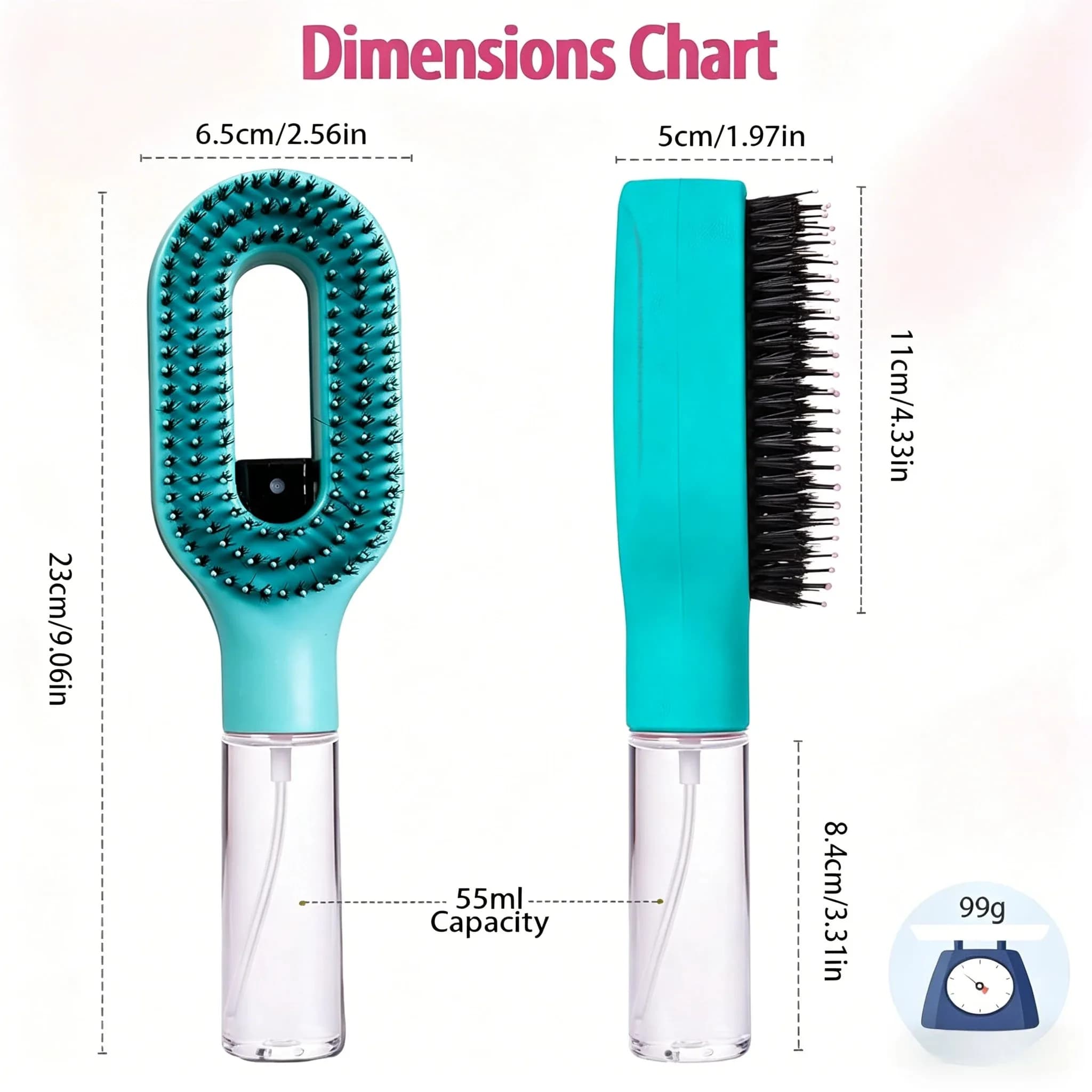 Peigne de massage 2-en-1 avec pulvérisateur d'huile essentielle