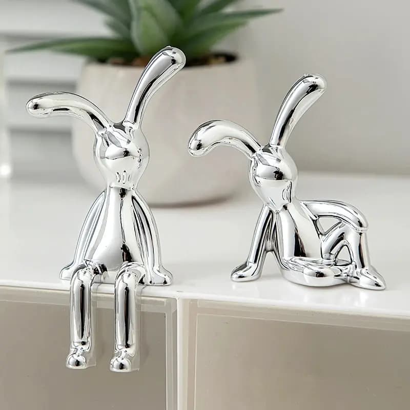 Double Statue de lapin à longues oreilles