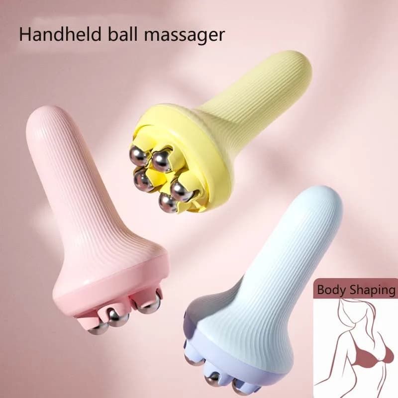 Masseur corporel complet rotatif à 360° pour affiner le visage, rouleau de massage portable à billes en acier magnétiques