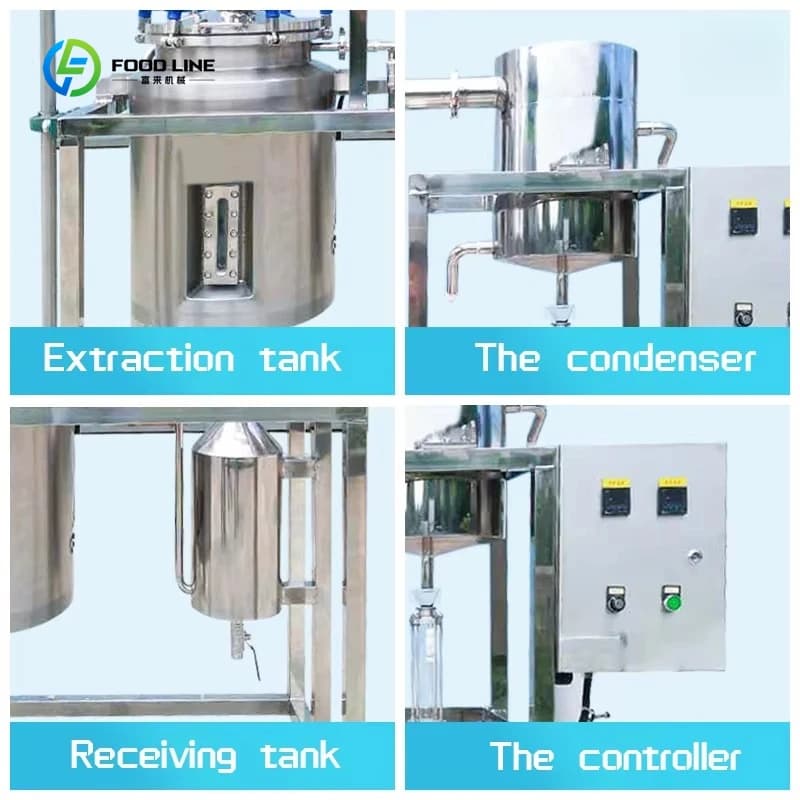 Nouvelle Machine d'extraction d'huile essentielle de 10 à 200 litres de distillation de vapeur