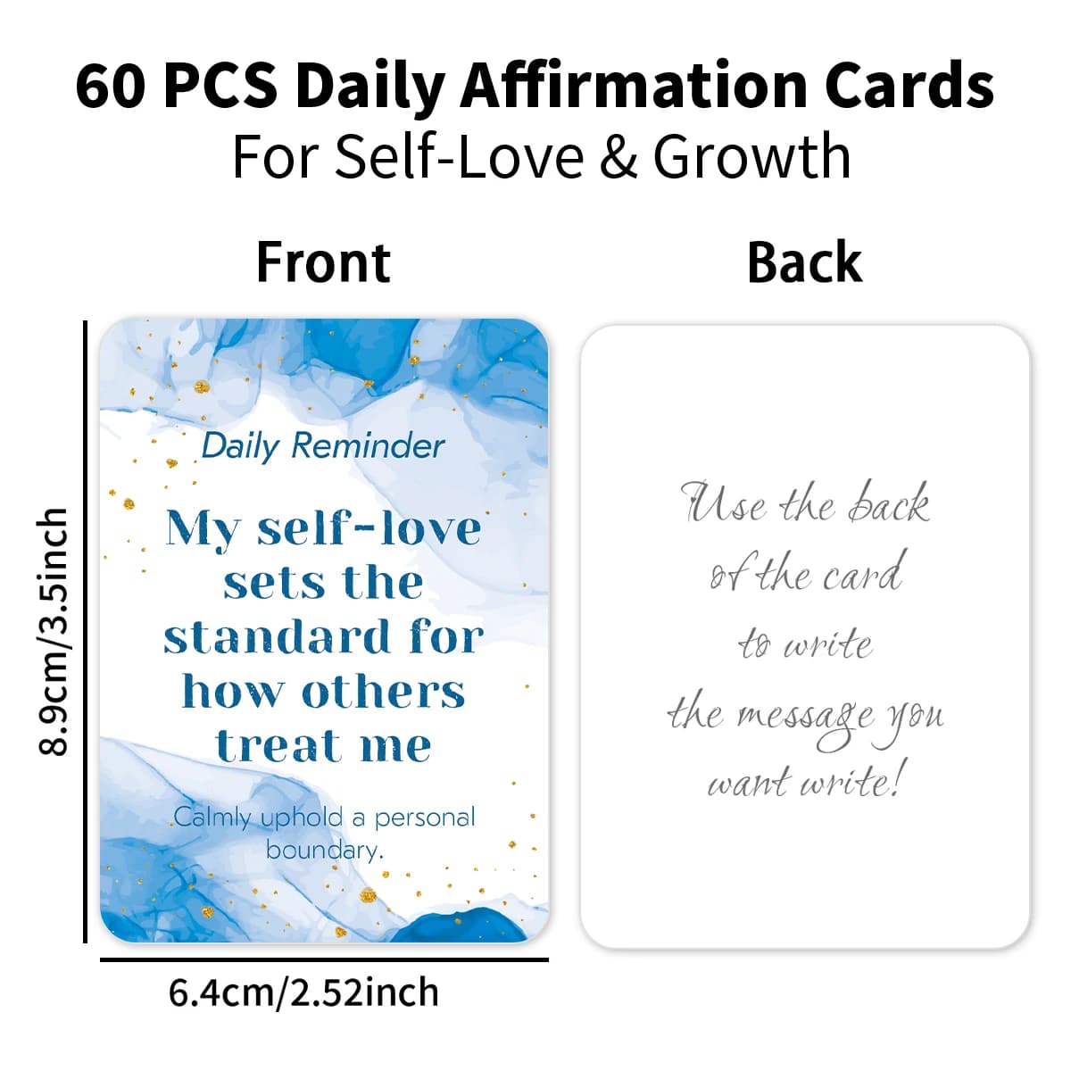 Cartes d'encouragement vierges pour l'écriture, cartes d'affirmation positive pour la croissance personnelle d'amour personnel, cadeau pour ami, famille, 60 pièces