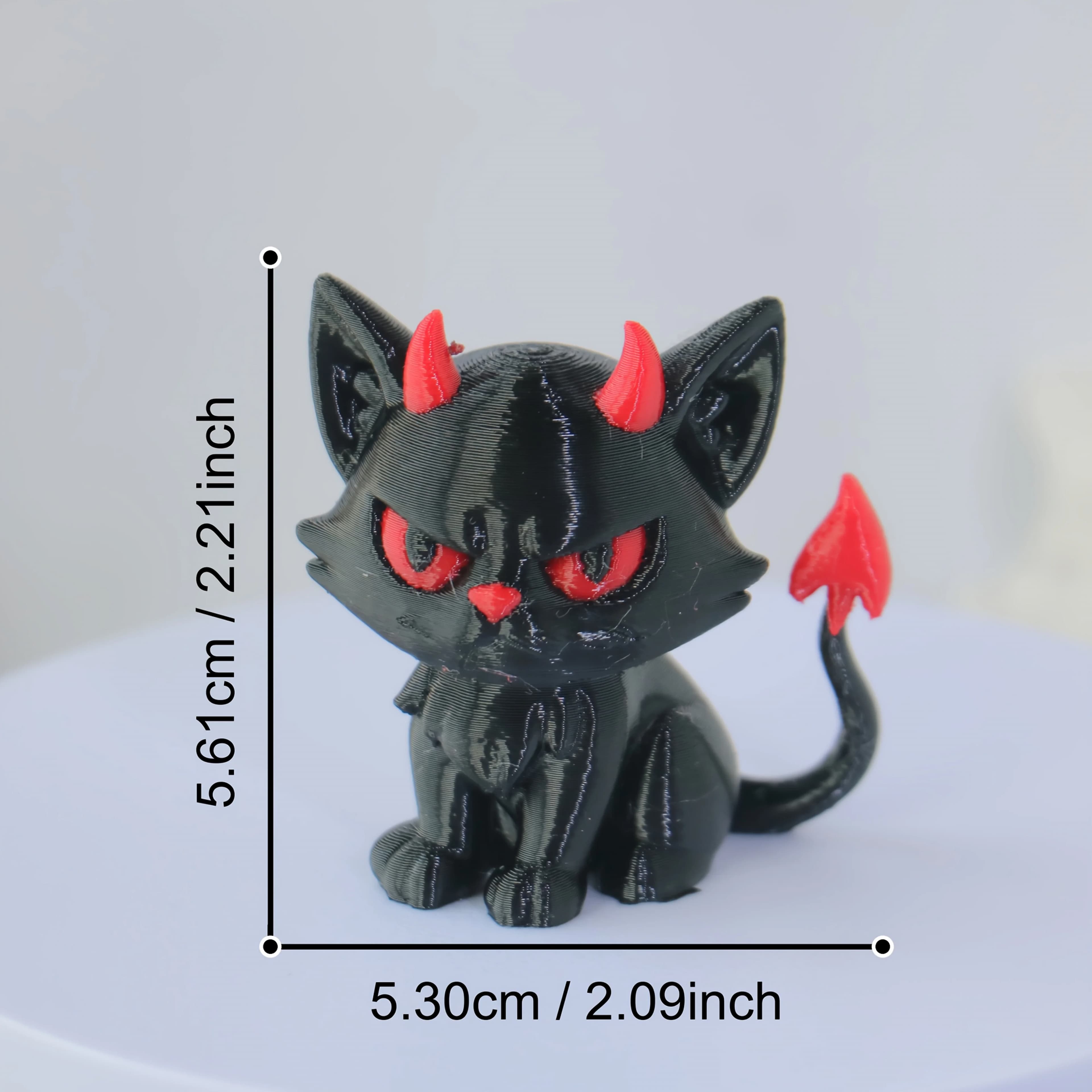 Statue de chat diable gothique – Ornement en plastique noir, décoration de bureau originale, cadeau idéal pour Halloween, Pâques et anniversaires.