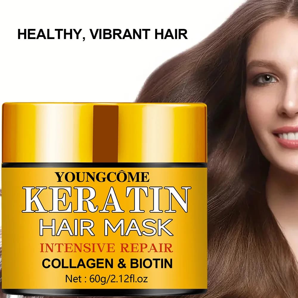 Masque capillaire réparateur, huile essentielle nourrissante pour cheveux secs et endommagés, biotine, collagène, kératine, traitement des cheveux, après-shampooing