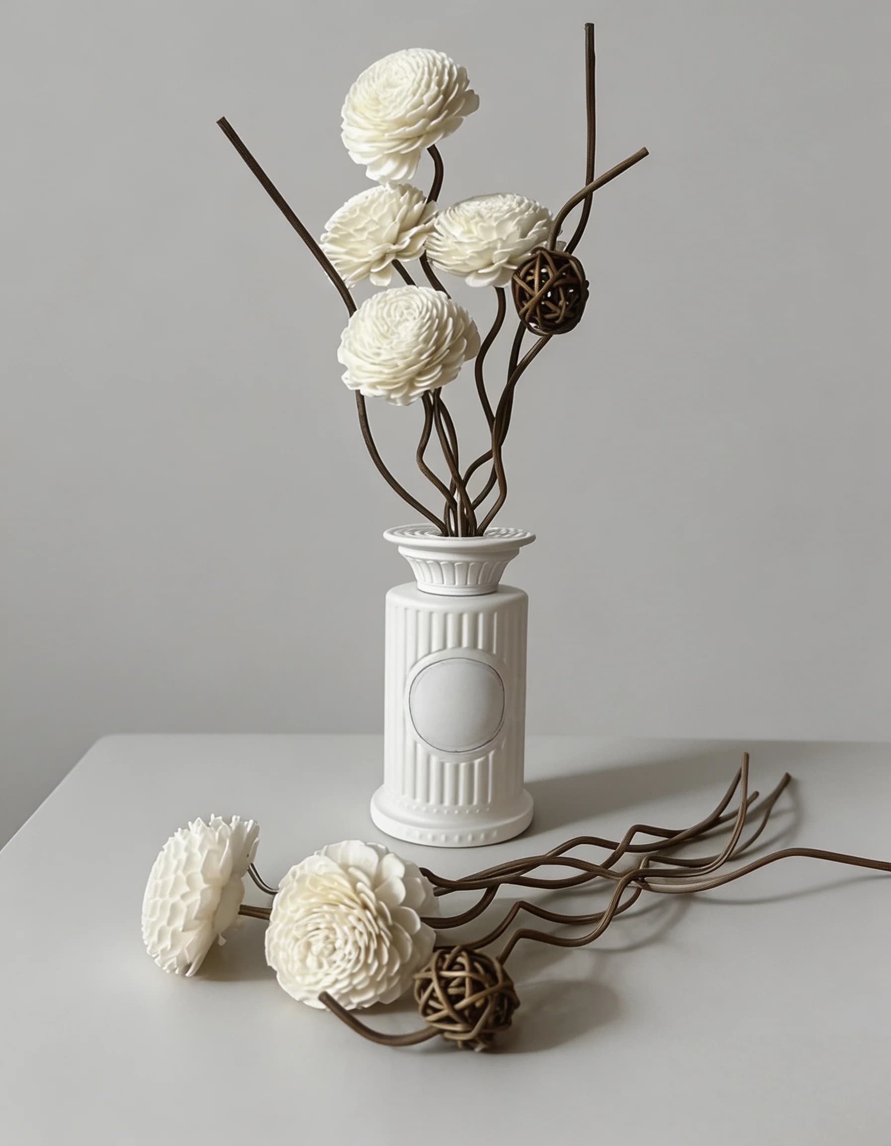 20 bâtonnets diffuseurs ondulés de 3 mm et 28 cm de long, pour parfums et huiles aromatiques, décoration d'intérieur, en rotin