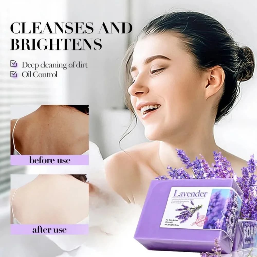 Savon à l'huile essentielle de lavande biologique naturel, fait à la main pour le corps et le visage, nettoyage en profondeur, rafraîchissant, contrôle de l'huile, savon de bain, 1 pièce
