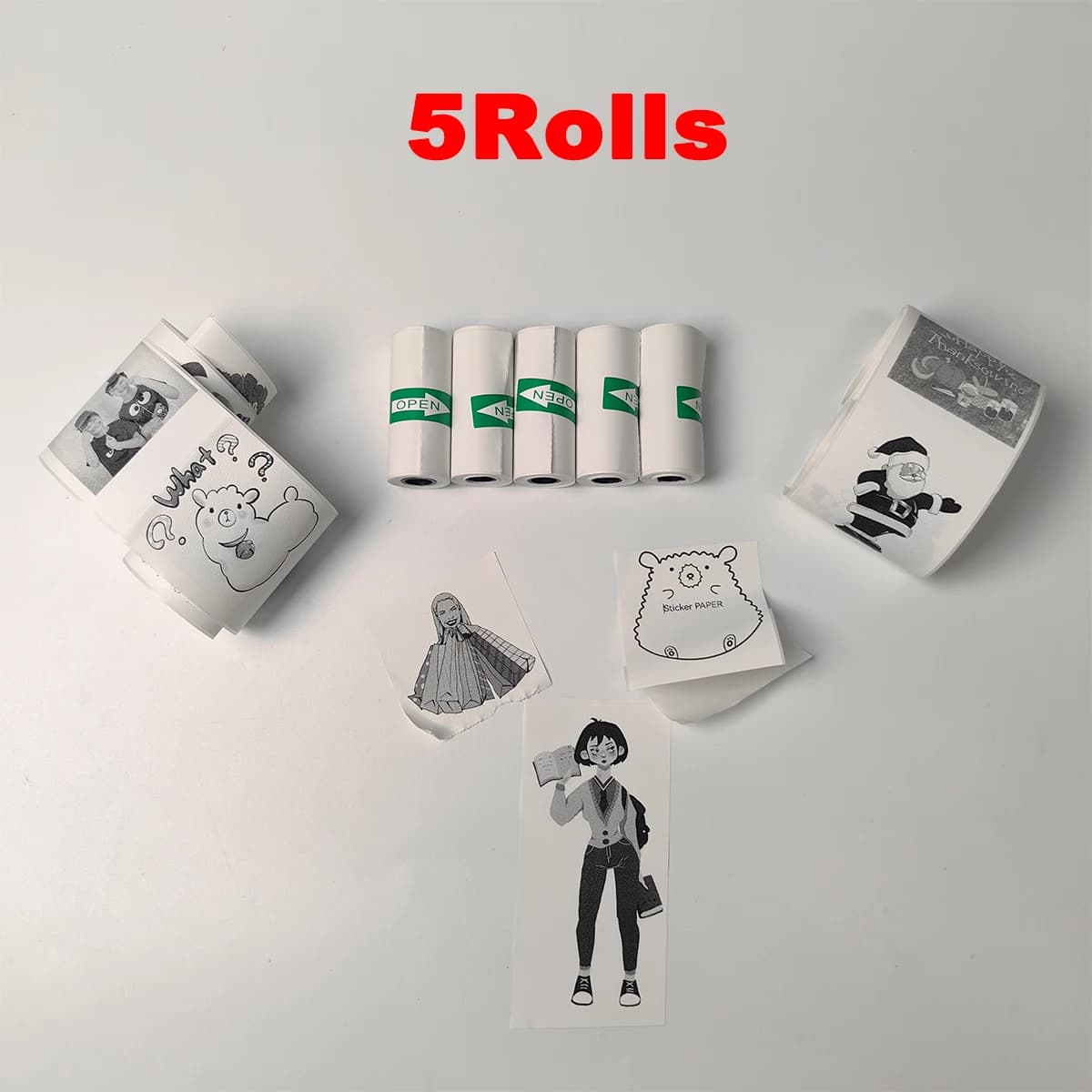 16 rouleaux de papier d'imprimante thermique 57x25mm papiers thermiques auto-adhésifs imprimantes d'étiquettes couleur HD pour Mini imprimante Portable sans encre