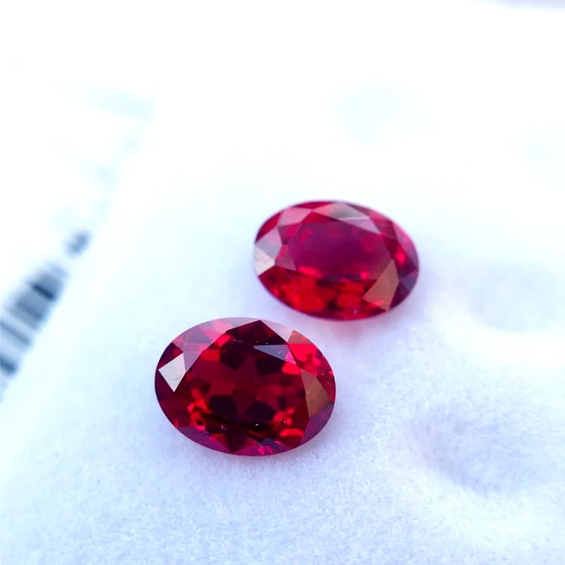 Pierres synthétiques rubis taille ovale couleur rouge sang de pigeon avec certificat, non naturelles, pour bijoux DIY