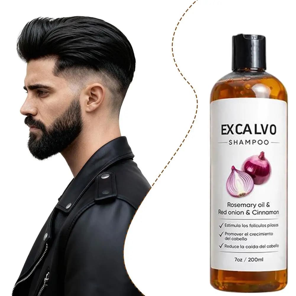 Shampooing Équilibrant pour Cheveux à l'Huile de Romarin et Oignon Rouge Anti-Frisottis, Augmente la Densité, Ne Sèche Pas les Cheveux, Pour des Cheveux Lisses, Volumineux et Brillants
