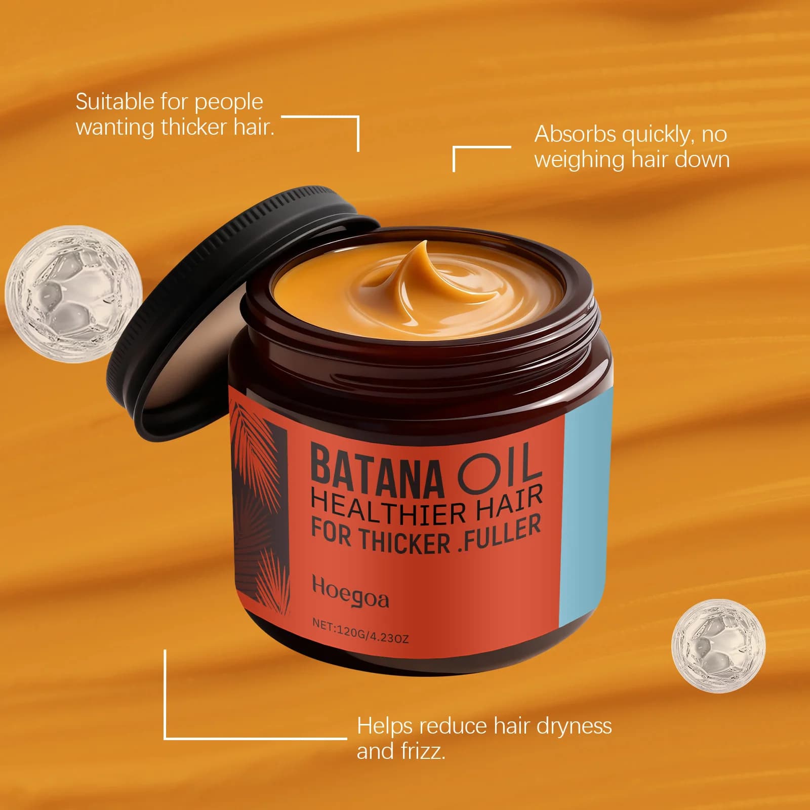 Huile réparatrice pour cheveux Batana - Huile nourrissante pour le traitement des cheveux avec huile d'allantoïne, anti-frisottis, brillance et douceur pour tous les types de cheveux