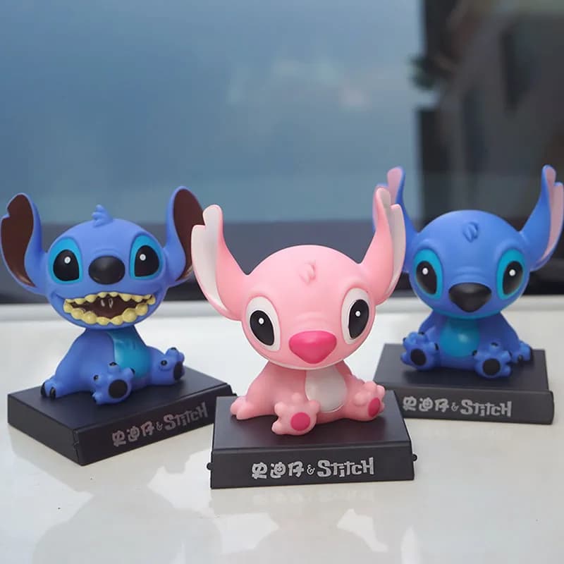 Figurine d'action Disney Lilo Stitch en PVC, poupée Bobblehead, ornements de voiture, modèle de tête secouante, jouets, accessoires de décoration intérieure automobile
