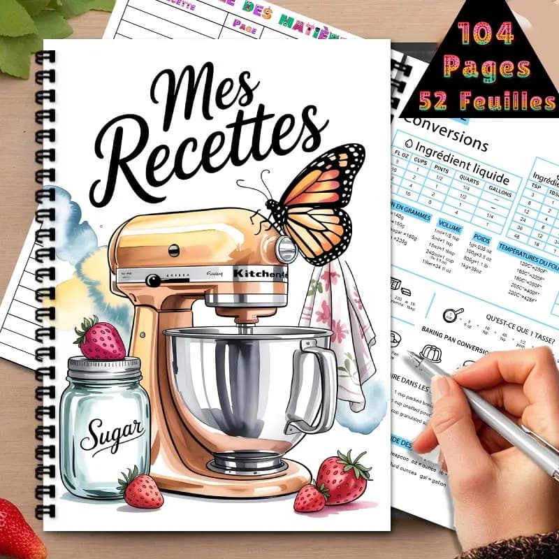 Livre de recettes amusant en français, Créez votre propre livre de recettes, Pages vierges pour la planification des repas, Cadeau idéal pour les passionnés de cuisine