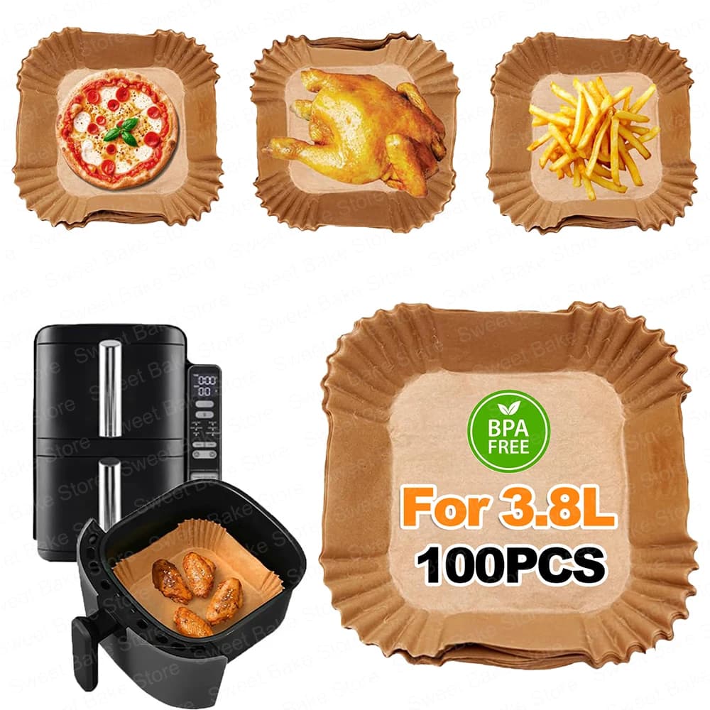 Papier de cuisson pour friteuse à air Ninja Double pile 7,6 L, doublures en papier parchemin jetables compatibles avec Ninja SL300EU