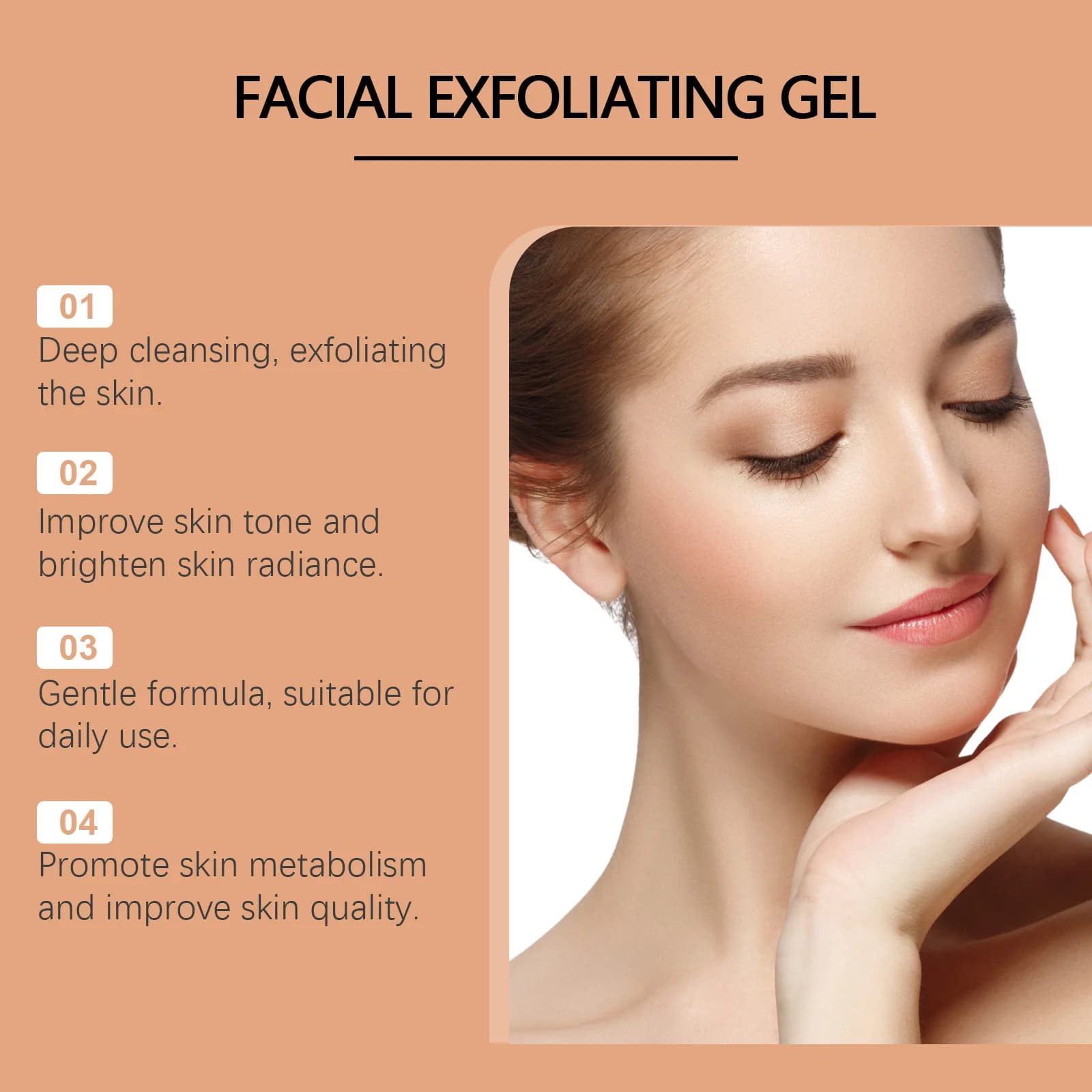 Gel exfoliant Orange éclaircissant pour le visage, éclaircit les taches foncées de la peau, dissolvant de points noirs d'acné, contrôle de l'huile, nettoyant pour le visage lisse