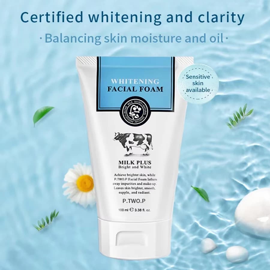 PTWOP blanchissant nettoyant pour le visage mousse hydratant en profondeur nettoyant acné lait contrôle de l'huile exfoliant rétrécissement des Pores lavage du visage