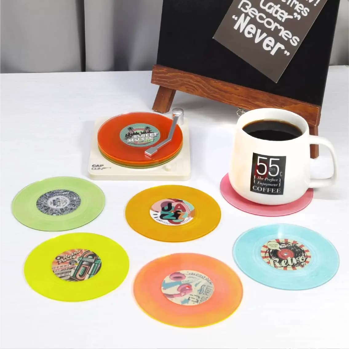 Sous-verres de disque vinyle rétro amusants