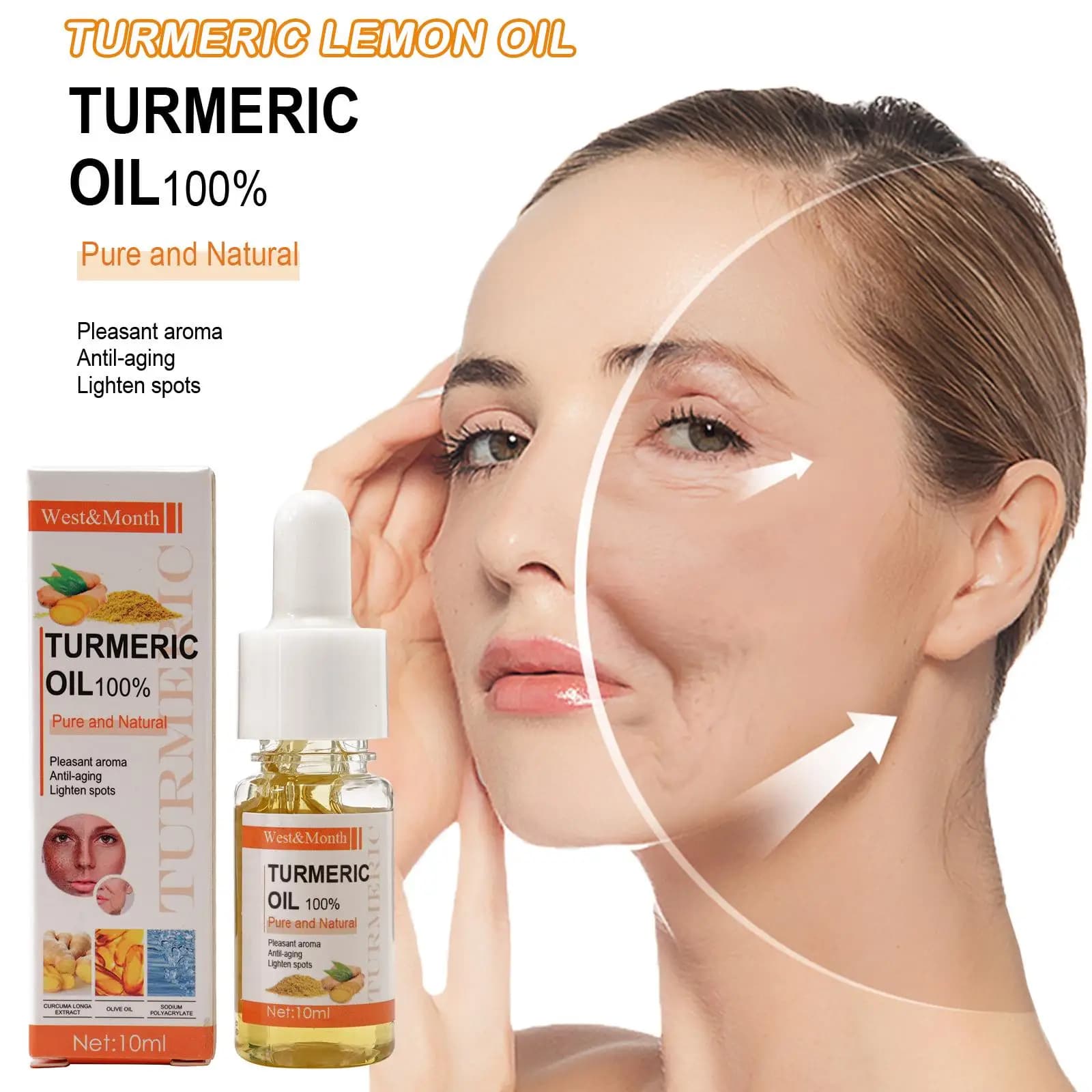 Sérum pour le visage essentiel au curcuma, hydratation en profondeur, Anti-âge, améliore l'élasticité de la peau, Lotion pour le soin de la peau