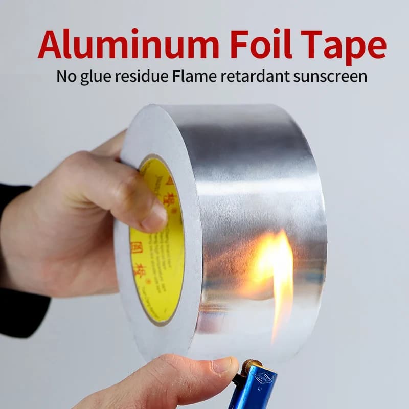 1 rouleau de ruban adhésif en aluminium résistant aux hautes températures, imperméable et résistant à l'huile, ignifuge et résistant au soleil, déchirable à la main