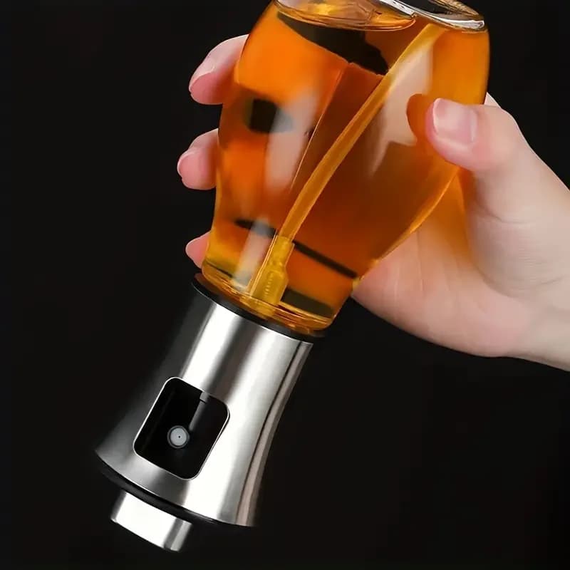 Pulvérisateur d'huile de cuisine pour la cuisson, huile d'olive ou vinaigre de 6.8oz/200ml, conception à gâchette, flacon pulvérisateur en verre de vinaigre en acier inoxydable