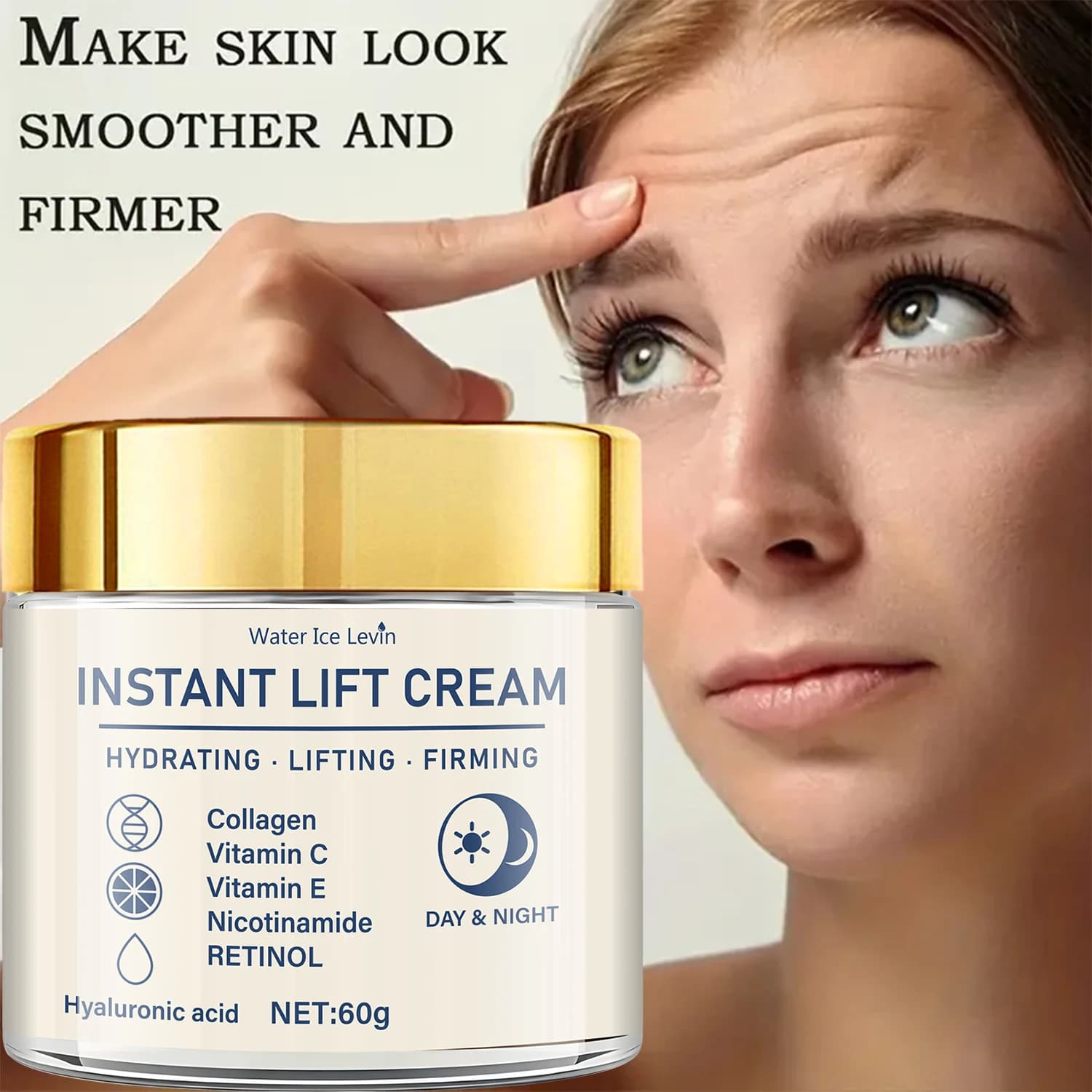 Crème raffermissante et liftante pour le visage - Riche en acide hyaluronique et en rétinol, resserre et lifte la peau, hydrate la peau, convient à tous les types de peau, produit de soin quotidien