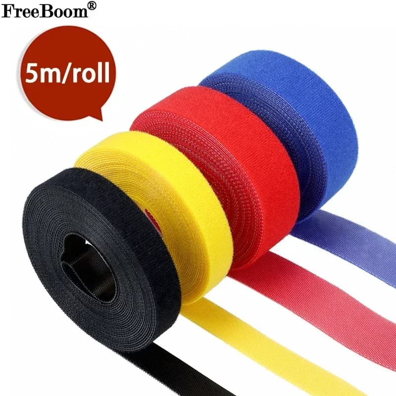 Rouleau d'attaches de câble réutilisables, 5m/rouleau, boucle de fixation auto-adhésive, Clip de support de fil, gestion d'accessoires de bricolage, organisateur de sangle en Nylon