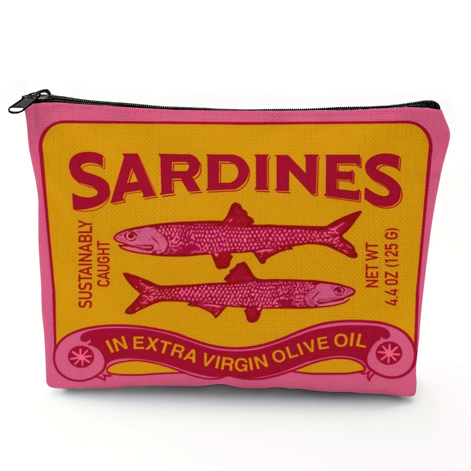 Trousse de maquillage unisexe légère et durable – Design vintage Sardines Olive Oil