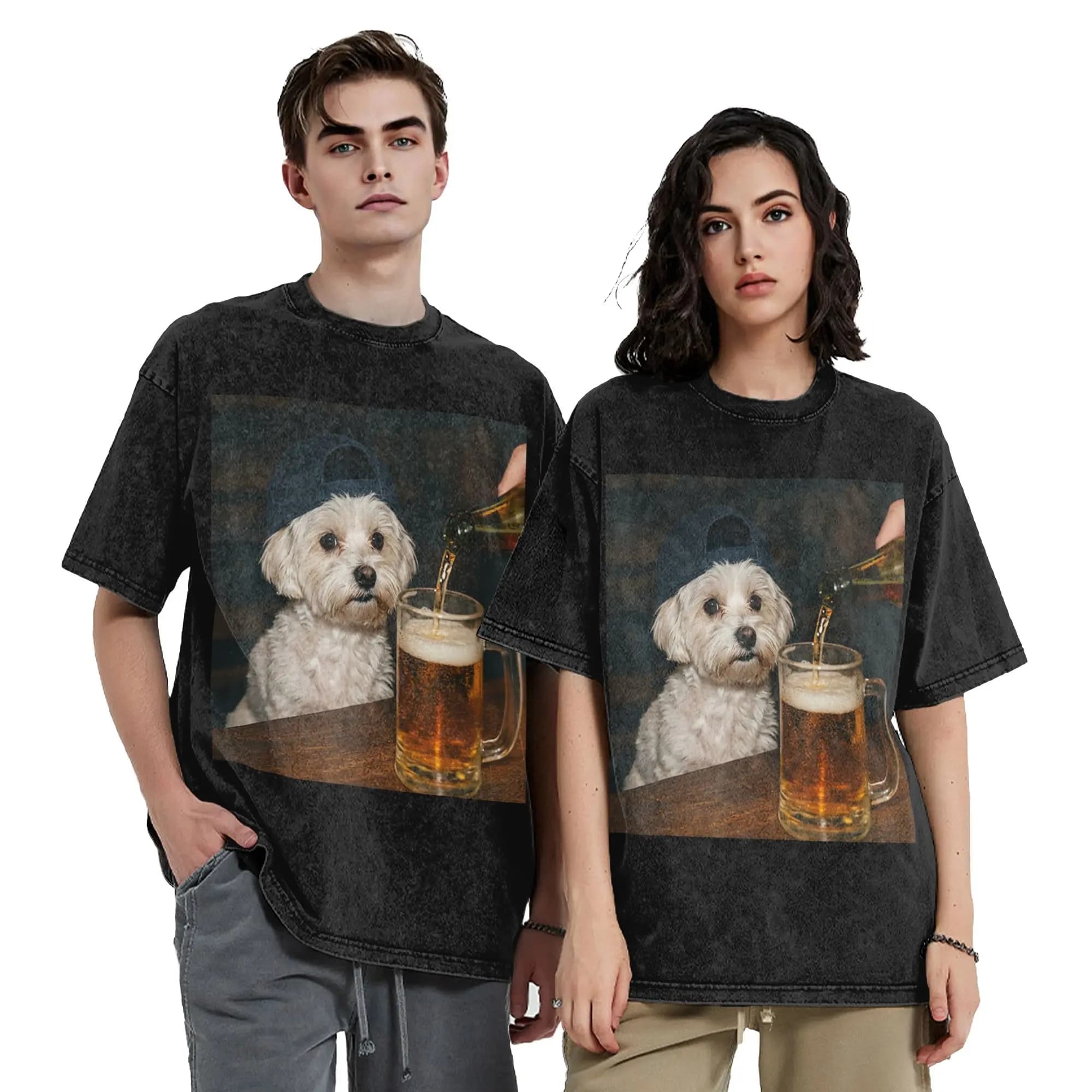 T-shirt humoristique Border Collie buvant de la bière