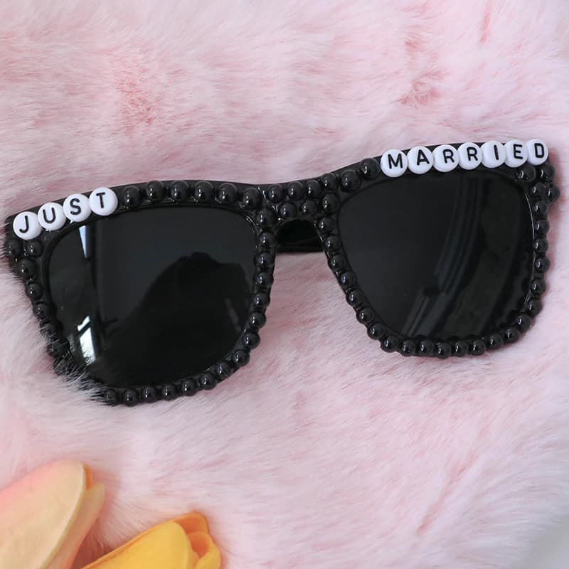 Perle Juste marié lunettes de soleil mari Femme douche nuptiale Nouveau-casé couple mariée marié M Mme piscine plage mariage Lune de miel cadeau