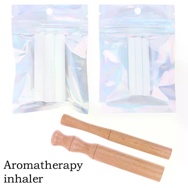 Inhalateur d'aromathérapie pour huiles essentielles, bâton d'inhalateur pour arrêter de fumer, diffuseur personnel en bois pour huiles essentielles avec tiges de fibres