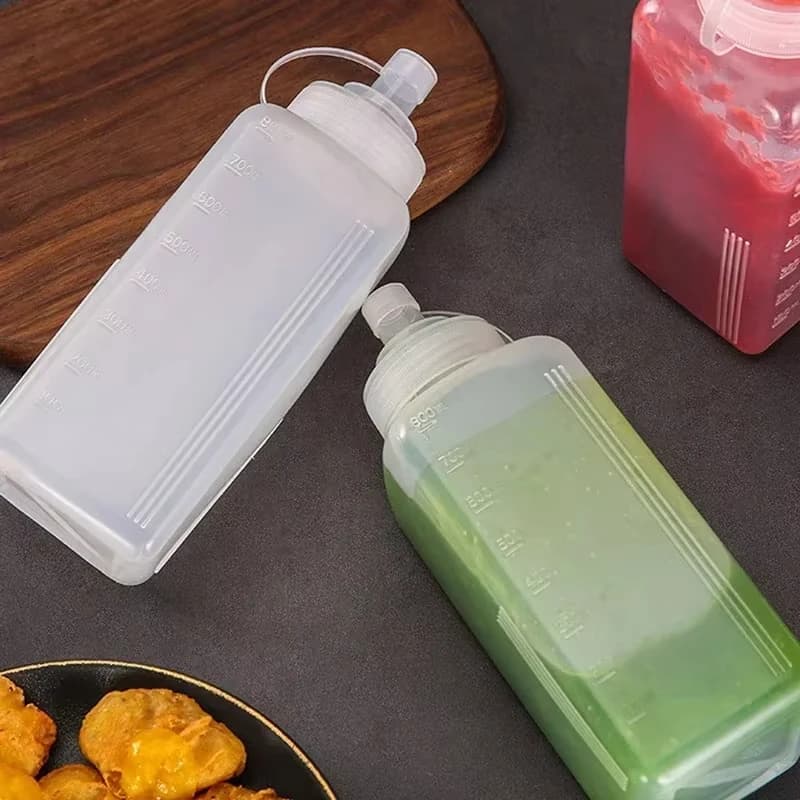 Bouteille de sauce en plastique à large ouverture, pour confiture, salade, assaisonnement, vinaigre, ketchup, sauce, gadgets de cuisine, distributeur d'assaisonnement